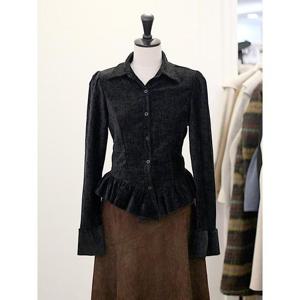 메종블랑쉬 세이브존03 허리 러플 포인트 스웨이드 벨벳 셔츠 블라우스 AQM254MBLB53A