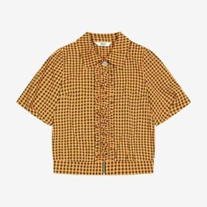 베스띠벨리 세이브존04 체크 셔링 반팔 블라우스 BKBAF24620