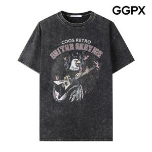 GGPX  애니멀 프린팅 워싱 반팔 티셔츠 (GQ2TS023F)