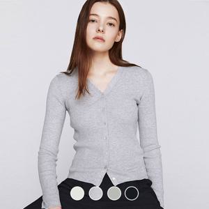 [지오다노] 여성 봄 간절기 슬림핏 립 골지 V넥/브이넥 니트 가디건 356516