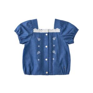 M밍크뮤D 26SS (BL)십자수플라워해지블라우스 반팔티셔츠 (3631531201)