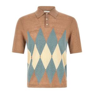 발란타인 아가일 자카드 코튼 리넨 폴로 티셔츠 B2W02614L20 94