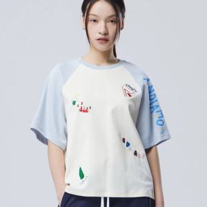 [베네통]자수프린트 나그랑 티셔츠 BATS92611