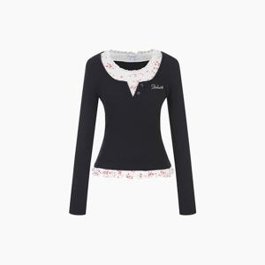 [에고이스트] [BLUE LABEL] 플라워 레이어드 러플 긴팔티셔츠 ES2OTL06