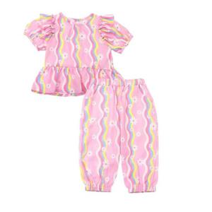 [프렌치캣(백)]핑크 꽃 물결나염 BL바지셋트(Q52DCB020CP110)