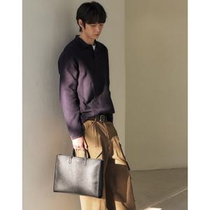 [14인치 노트북 수납가능] 블랙 단색 가죽 서류가방 HJBA6E855BK
