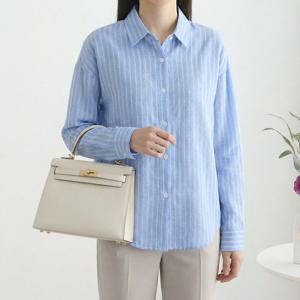 [모리스커밍홈] 데일리 배색 스트라이프 셔츠_M2603BL066A