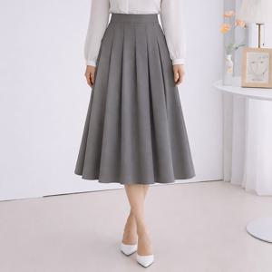 [모리스커밍홈] 클래식 핀턱 플레어 미디스커트_M2603SK026A