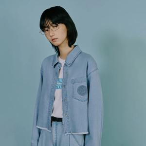 [랩]크랍 자수 컷팅 데님 셔츠(AS1DB260)