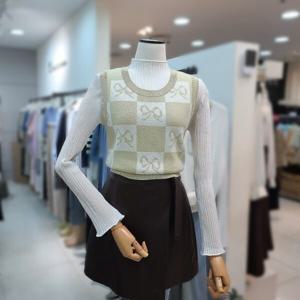 [잇미샤][잇미샤] 리본 자가드 니트 베스트(ITO9KVS110)_DG