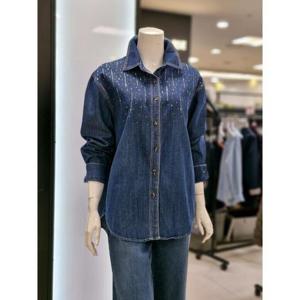 화이트호스 세이브존05 여성 보석 장식 청 데님 블라우스 A261208
