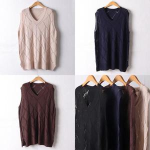 [강물처럼]위쉬몰 EB 브이넥다이아패턴조끼(I482H402) 빅사이즈