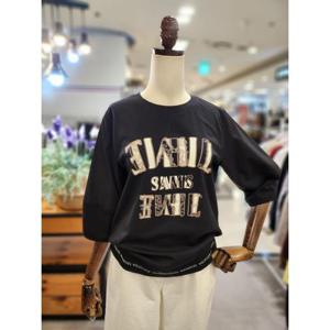 스테파니 세이브존01 밑단 밴드 레터링 7부 티셔츠 C26CT6104