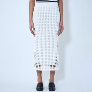 26 SS 막스마라 오픈 니트 크로셰 세미 시어 피니쉬 미디 스커트 2611301029600 001