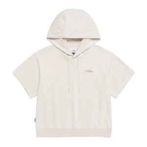 N262WHD040 여성 에리카 냉감 세미오버핏 세미크롭 반팔 후디 IVORY