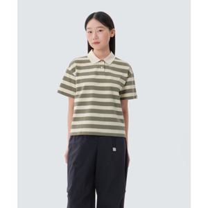 스노우피크 SNOWPEAK APPAREL 코튼 여성 스트라이프 폴로 티셔츠 (S25MWFPS69) Vintage Khaki S25MWFPS69VK 337839