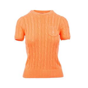 25FW 포니 자수 클래식 포켓 숏 슬리브 니트 오렌지 211895379 001