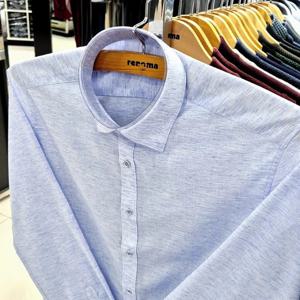 [레노마셔츠]슬림핏 /린넨 혼방 슬럽 긴소매 셔츠 RQSSL1501 BU_