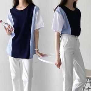 [강물처럼]위쉬몰 NB 배색스트라이프반팔티(E089H306) 빅사이즈