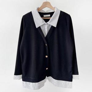 [강물처럼]빅사이즈티 V590L511 줄무늬셔츠가디건티셔츠 BS (426