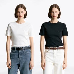 [공식][타미힐피거] 슬림 크루넥 립 티셔츠 2종 택1 (T22F1TTO060WT1)