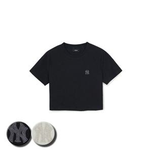 MLB 여성 다이아 모노그램 톤톤 자카드 크롭 반팔 티셔츠 (3FTSM0963)