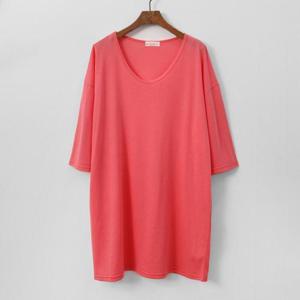 [강물처럼]아이우먼 기본유넥롱반팔티셔츠 ILG569M407 빅사이즈