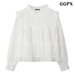 [GGPX]러블리 캉캉 프릴 반버튼 블라우스 (GQABA015D)
