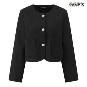 GGPX 라운드넥 골드버튼 트위드 자켓 (GQAJK005D)