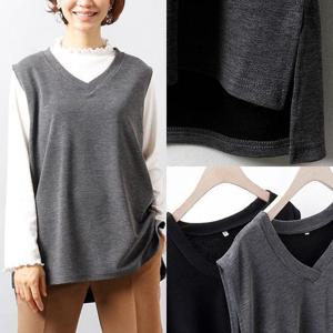 [강물처럼]위쉬몰 WW 프렌치여유핏V언발조끼(3300H411) 빅사이즈