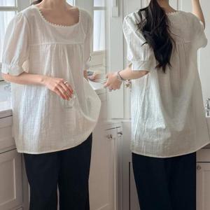 [강물처럼]위쉬몰 GO 코튼레이스반팔블라우스(Q955H404) 빅사이