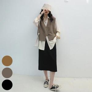 [강물처럼]빅사이즈사랑해요 J944L402 패셔너블브이원버튼조끼 O