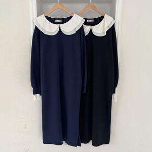 [강물처럼]빅사이즈사랑해요 Q582L402 더블카라배색무지원피스 S