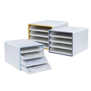 [문구] 디럭스 오픈형 서류함 4단 그레이 290x340x240mm