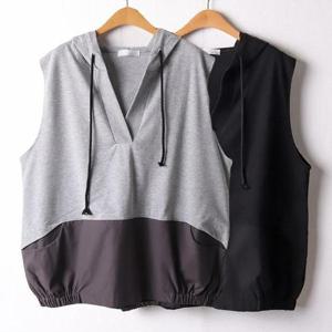 [강물처럼]위쉬몰 IR V넥오픈배색후드조끼(I435H402) 빅사이즈 (