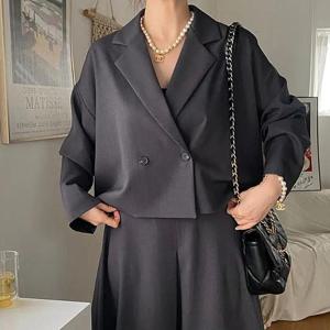 [강물처럼]아이우먼 와이드크롭스판긴팔자켓 RAQ550M402 빅사이