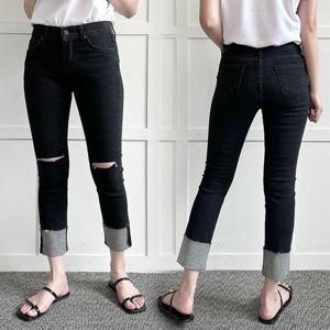 [강물처럼]빅사이즈사랑해요 Q495L401 데님칼구제롤업데님진 LO