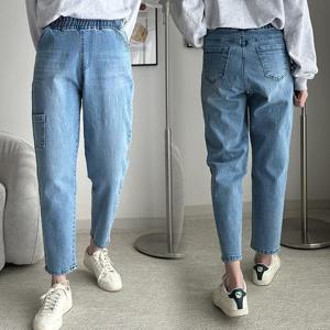 [강물처럼]빅사이즈사랑해요 Q473L401 앞포켓밴딩슬림배기팬츠 L