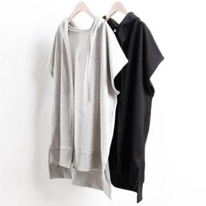 [강물처럼]빅사이즈사랑해요 1326L401 오픈빅후드조끼 WW (12486