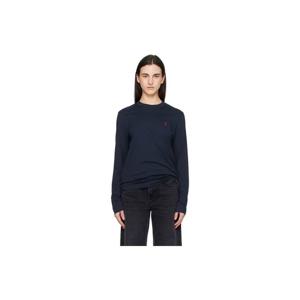 AMI Paris 티셔츠 네이비 코튼 아미 드 꾀흐 티셔츠 261482F110010