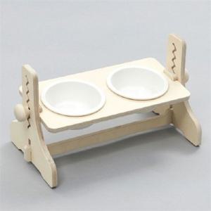 고양이밥그릇 반려동물 높이조절 원목식탁 2구 도자기 화이트