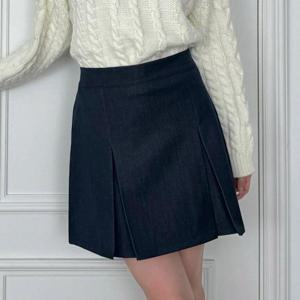 [강물처럼]아이우먼 트위데님플리츠스커트 LTT583M412 빅사이즈