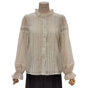 [에이지도르]펀칭 프릴넥 블라우스 (ALSISPB136)