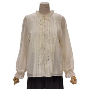 [에이지도르]리본 프릴넥 블라우스 (ALSISPB135)