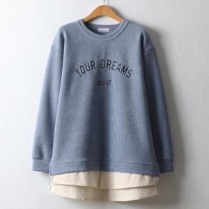 [강물처럼]아이우먼 자수드림골지배색긴팔티 OLJ472M501 빅사이