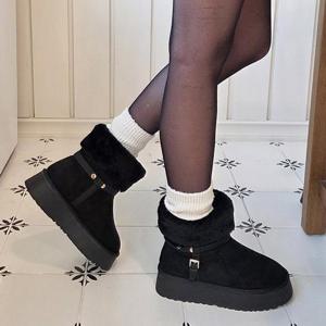 [디자이어로즈][디자이어로즈] 여성 버클 스웨이드 털부츠 숏부