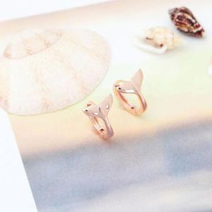 여자귀걸이 금침 로즈골드 원터치링 고래 꼬리 귀걸이 14K