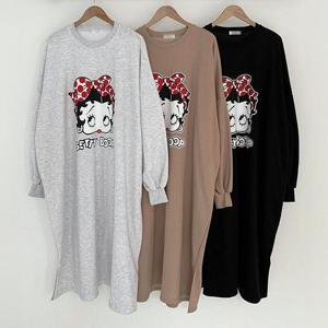 [강물처럼]빅사이즈사랑해요 Q427L401 큐트소녀나염기모원피스 N