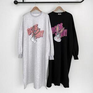 [강물처럼]빅사이즈사랑해요 Q429L401 익살토끼나염기모원피스 N