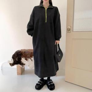 [강물처럼]아이우먼 스텐하이넥지퍼원피스 NMQ433M401 빅사이즈